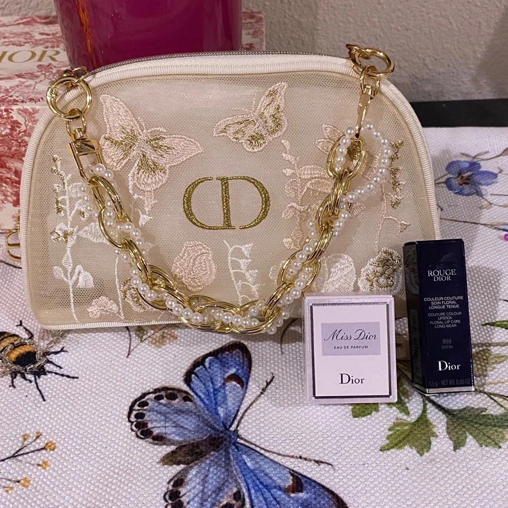 Dior Beauty Embroidered Cream Handbag